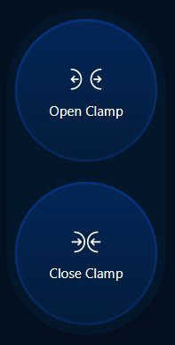 Open Clamp and Close Clamp buttons Open Clamp and Close Clamp buttons