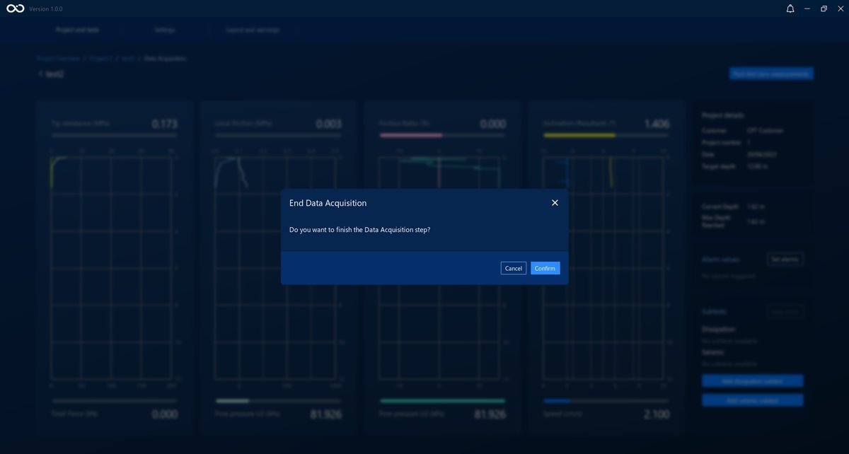 Confirm decision to finish the data acquisition