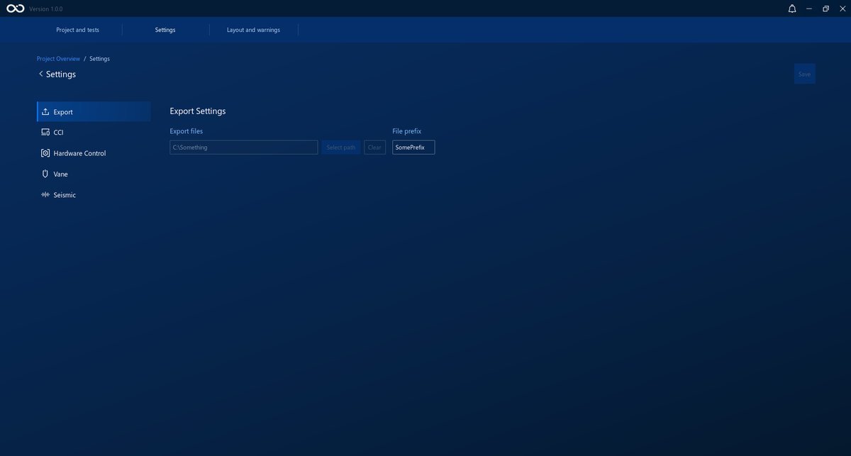 The Settings page