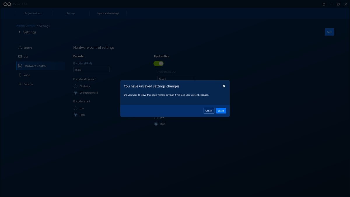 The unsaved changes modal